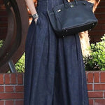 High Waisted Loose Pleated Split-Joint Jean Pants Bottoms