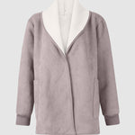 Fleece Long Sleeve Warm Teddy Coat Lapel Cardigan With Pocket