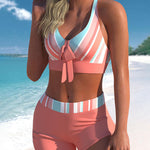 High Cut Bikini Sets Swimsuits with Short 2 Piece Swimwear Color Block Bathing Suits
