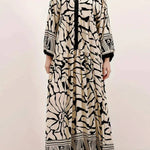 Printed lantern sleeves loose dress