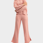 Nadorine Casual Knit Two-Piece Set Loose-Fit Sweater and Wide-Leg Pants