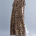 Loose Leopard V-Neck Batwing Sleeves Maxi Dress