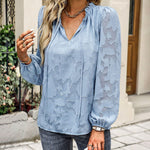 Zeagoo Zeagoo Boho Floral Print V Neck Shirt Long Sleeve Stylish Tops