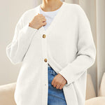 Open Front Oversized Button Lightweight Sweaters V Neck Loose Cardigans Knit Outwear