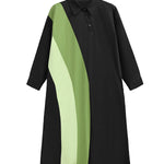 Long Sleeves Loose Asymmetric Buttoned Contrast Color Split-Joint Lapel Midi Dresses Shirt Dress
