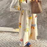 Printed Linen Midi Dress