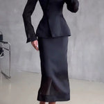Perfectly Shaped Organza High Rise Side Zipper Pencil Midi Skirt