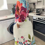 Long Sleeves Loose Buttoned Flower Print Lapel Maxi Dresses Shirt Dress