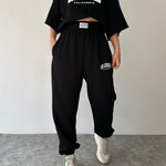 Two Piece Outfits Casual Lounge Sets Round Neck T-shirt Pullover with Pocket Joggers
