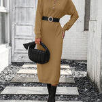 Sweater Maxi Dress Long Sleeve Button V Neck Knitted Dresses Oversized Loose Fashion Streetwear