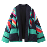 Fashion Printed Patchwork Cotton Cardigan Jacket