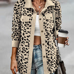 Leopard Jacket Long Sleeve Lapel Button Down Corduroy Shirts