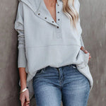 Women's New V-Neck Hooded Irregular Sweater