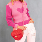 Heart Pattern Color Block Sweater