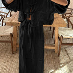 Retro puff sleeve two piece set