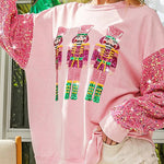 Christmas Casual Loose Round Neck Sequined Sleeve Sweatshirt