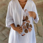 V-Neck Baggy Midi Dress Tshirt Top Long -Sleeve A Line Swing Dress