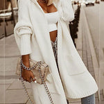 Hoodie Open Front Cardigan Sweaters Solid Color Chunky Long Sweater Coats