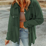 Solid Color Long Sleeve Jacket Casual Pocket Knitted Outerwears