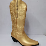 Embroidered Pointed Toe Thick Heel Western Boots