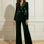 Long Sleeves Buttoned Contrast Color Pockets Split-Joint Notched Collar Blazer Outerwear