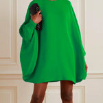 Simple Long Batwing Sleeves Solid Color Round-Neck Mini Dresses