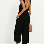 Sleeveless Tie Strap Backless Wide Leg Casual Loose Jumpsuit Rompers
