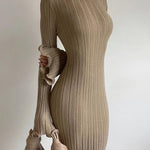 Tranquility Rib Open Back Long Sleeve Long Dress