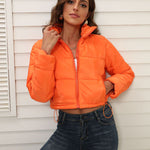 Short Puffer Jacket Stands Up Zipper Outerwear