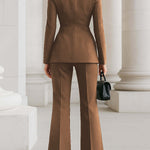 Long Sleeves Buttoned Pockets Solid Color Stand Collar Blazer Outerwear