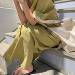 Oversized Button Down Maxi Shirt Dress Short Sleeve Side Split Casual Loose Solid Tunic Dress