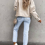 Stylish Leather Lapel Pocket British Style Cropped Jacket