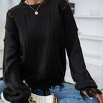 Nadorine Dropped Shoulder Torn Sweater for Women Casual Work Office Loose Fit 2026 | Under $25