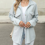 Solid Color Long Sleeve Jacket Casual Pocket Knitted Outerwears