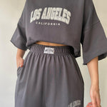 Two Piece Outfits Casual Lounge Sets Round Neck T-shirt Pullover with Pocket Joggers