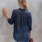 Nadorine Long Sleeve Button Up Shirt Summer Sheer Tulle Top for Women Casual Loose Business Casual 2026 | Under