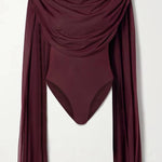 Elegant Draped Cape-Sleeve Top