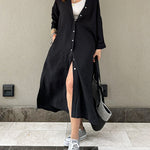 Nadorine Women's Button Long Pocket Shirt Casual Dress