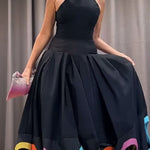 Sleeveless Hollow Pleated Split-Joint Round-neck Maxi Dresses