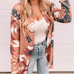 Nadorine Women's Diamond Print Stripe Mid-Long Contrast Color Knit Cardigan