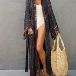 Nadorine Women's Beach Cover up Swimsuit Kimono with Bohemian Floral Print Vacation Dresses