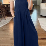 Cotton and linen loose casual one-piece wide-leg overalls