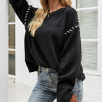 Loose Casual Knitted Patchwork Sweater Top