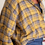 Women's Mineral Washed Button Down Plaid Flannel Shirt