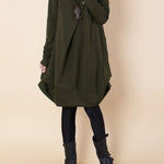 A-line Long Sleeves Pleated Solid Color Round-neck Dresses Maxi Dresses