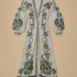 Unique Print Button Down Long Sleeve Shirt Maxi Dress
