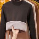 Velvet Half Turtleneck Long Sleeve Thread Slim-fit Base T-shirt