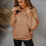 Nadorine Casual Long Sleeve Half Zip Pullover Sweaters