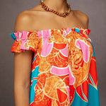 A-Line Loose Elasticity Flower Print Pleated Split-Joint Off-The-Shoulder Maxi Dresses