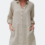 Nadorine Women's Cotton Linen Midi Dress